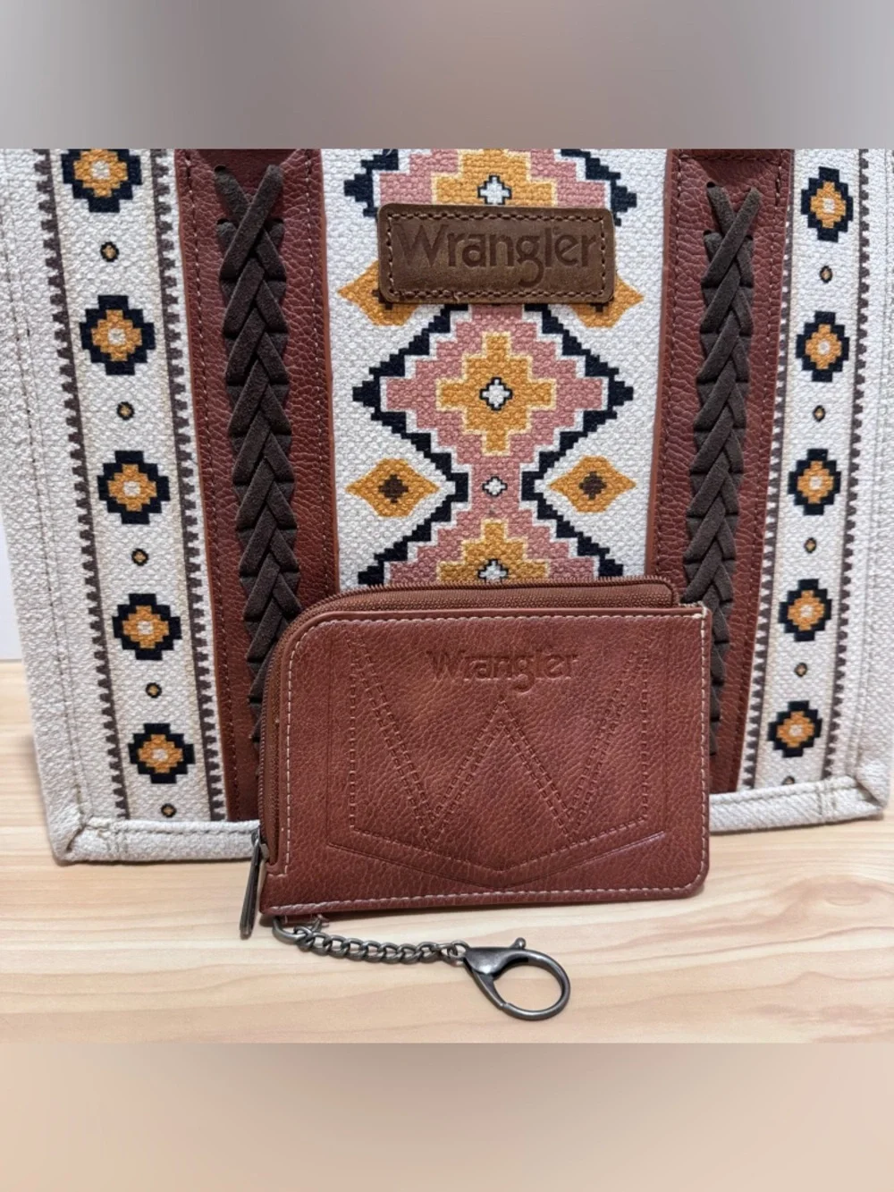 Wrangler SOUTHWEST PRINT MINI TOTE Crossbody Purse w/Strap + Mini Zip Card Case - Picture 12 of 15